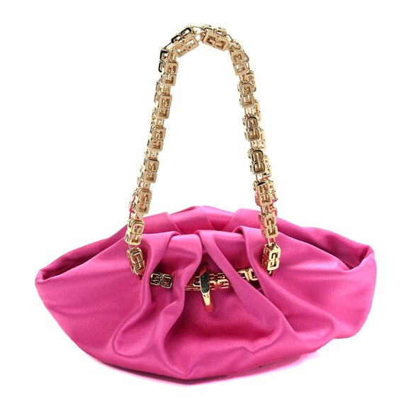 NWT Authentic Givenchy Satin Mini Kenny Shoulder Bag Neon Pink - Picture 5 of 10
